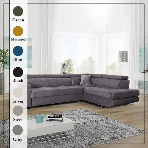 Ameca Grey Corner Sofa Bed