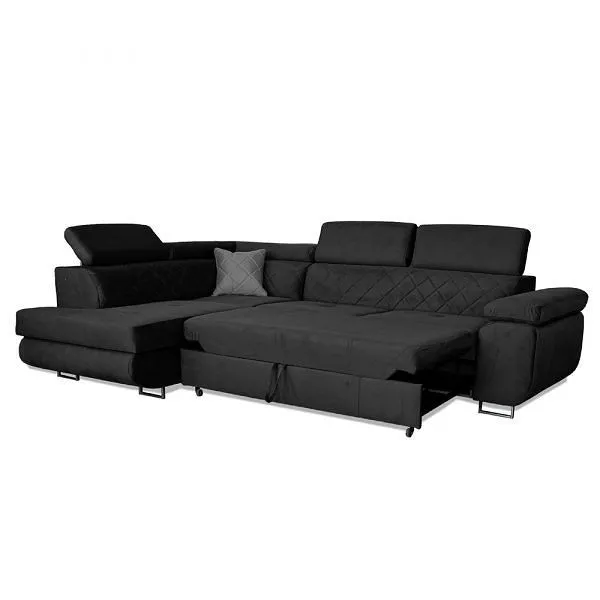 Ameca Black Corner Sofa Bed