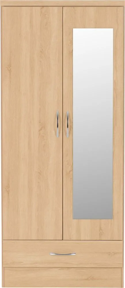 Eton 2 Door  Sonoma Oak Effect MDF 3D Effect Hinged Wardrobe