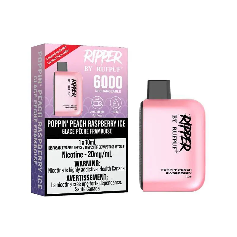 RIPPER 6000 POPPIN' PEACH RASPBERRY ICE