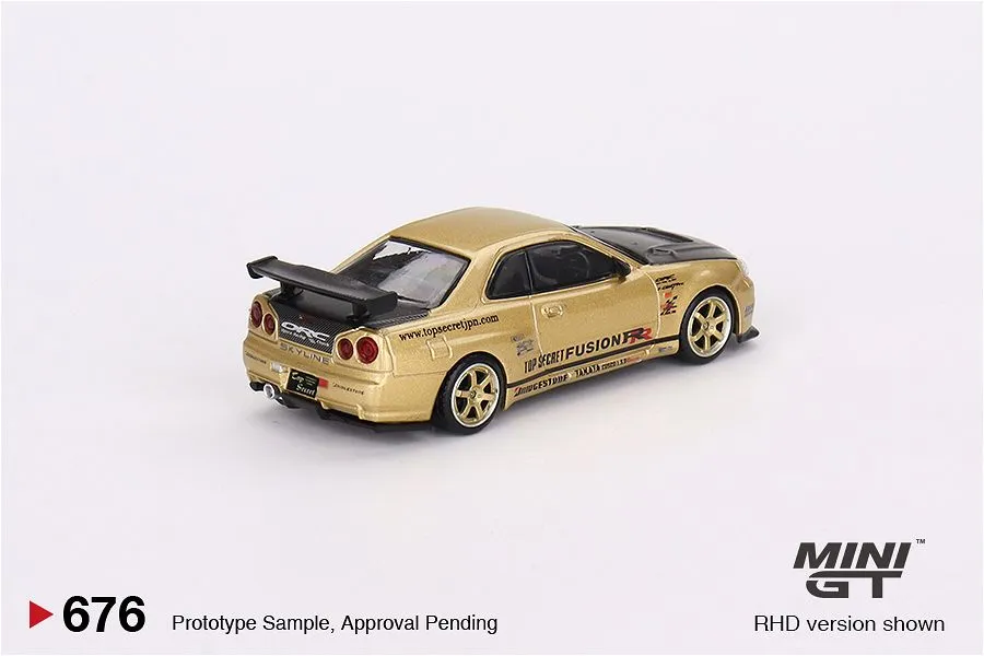 MINIGT | NISSAN SKYLINE GT-R R34 TOP SECRET | GOLD JAPAN EXCLUSIVE