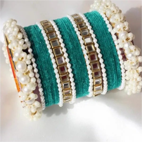 Sea Green Kundun Bangle Set