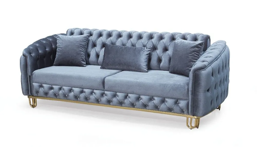 Lux Grey Chesterfield Sofa Set