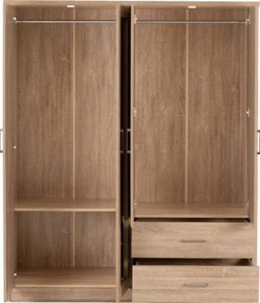 4 Door Wardrobe Light Oak Effect Veneer