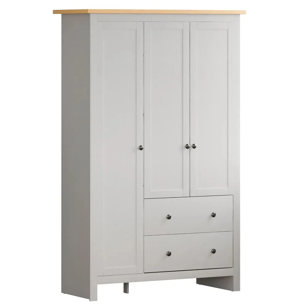 Lobo 3 Door 2 Drawer Wardrobe, White