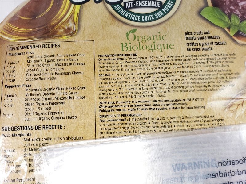 Molinaros Organic Large Pizza Starter Kit 4Pk 1.52Kg