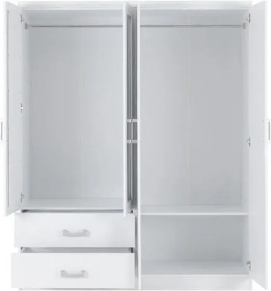 Eton 4 Door White MDF 3D Effect Hinged Wardrobe