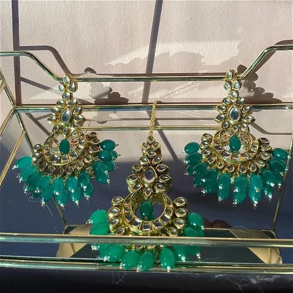 Tikka And Earring Set Emerald