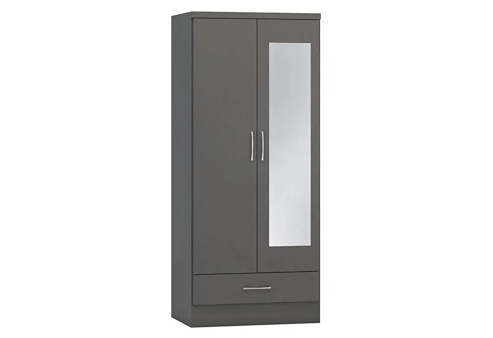 Eton 2 Door Grey MDF 3D Effect Hinged Wardrobe