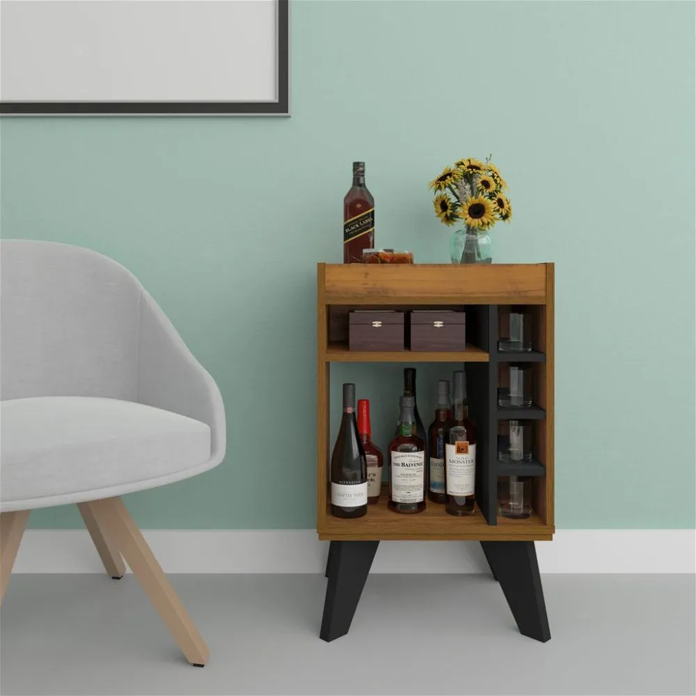 Mini Bar Side Table Black Pine Effect