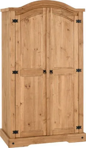 2 Door Wardrobe Distressed Waxed Pine