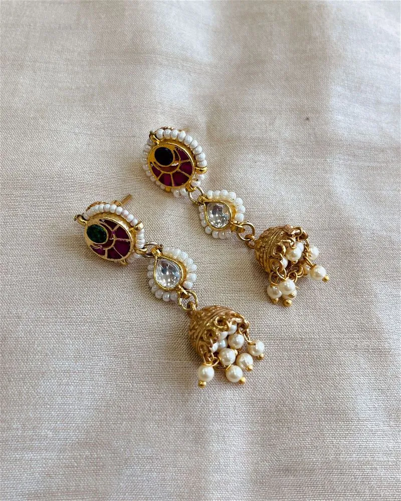 Pacchi Kundan Mini Sleek Jhumka Ruby