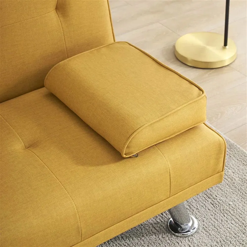 3D Fabric 3 Seater Sofa Bed Yellow