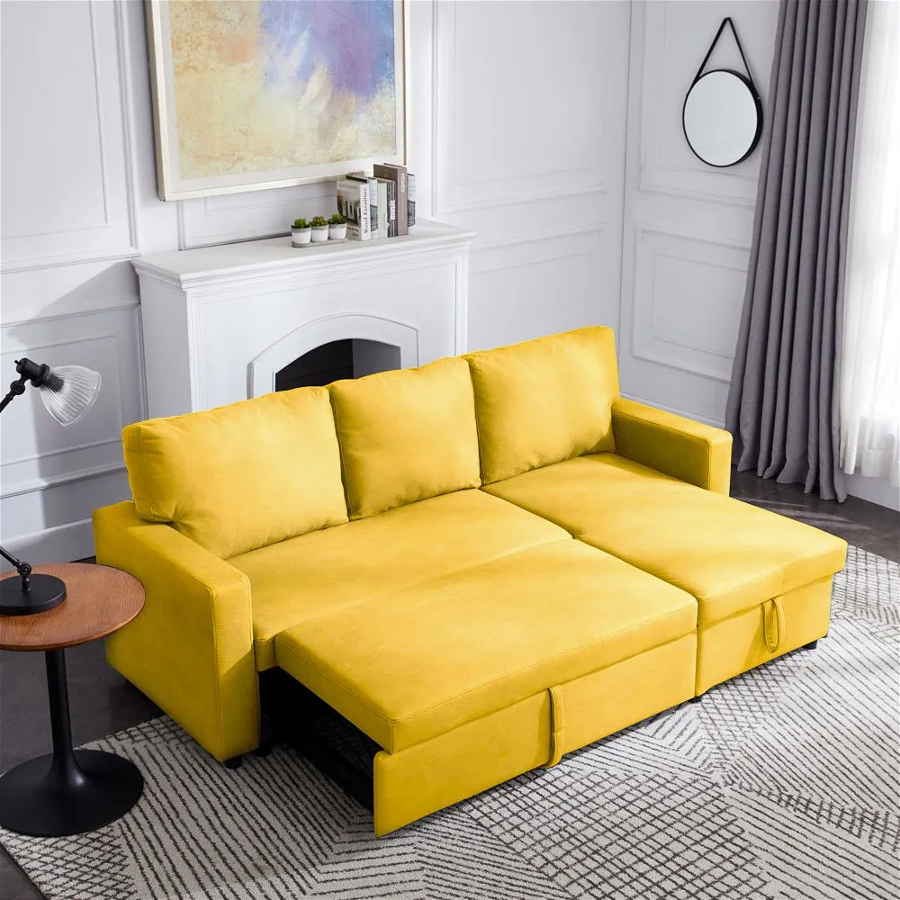 L Shaped Corner Sofa Bed Yellow