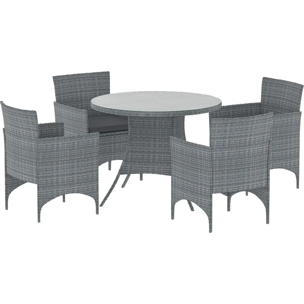 Florence Grey  4 Seater Round Table Rattan