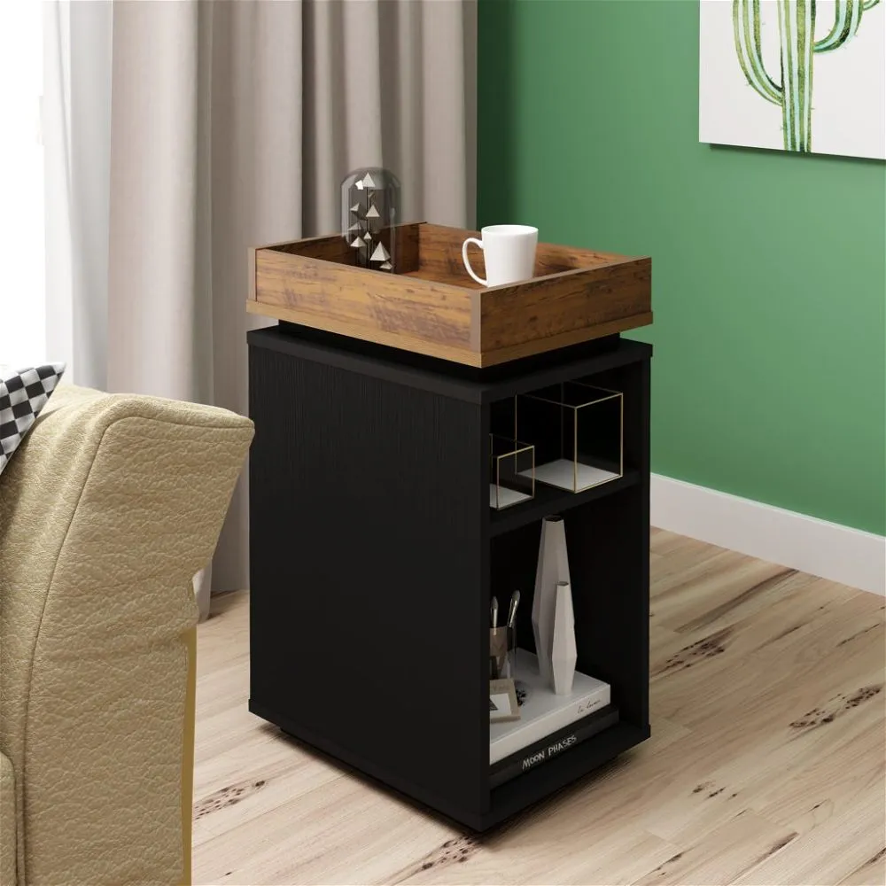 Storage Side Table Black Pine Effect