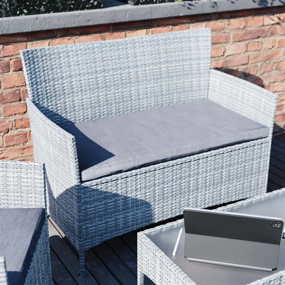 Resto 4 Piece Rattan Set, Grey