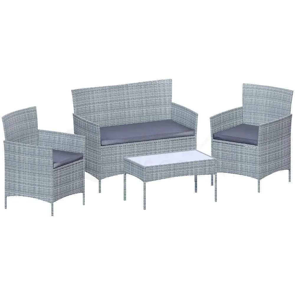 Resto 4 Piece Rattan Set, Grey