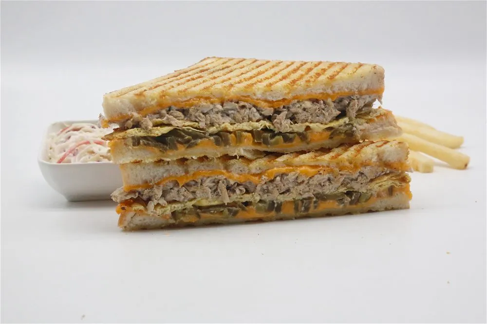 Panini Chicken, Cheese, Egg & Jalapeno Sandwich