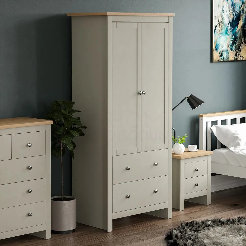 Lobo 2 Door 2 Drawer Wardrobe, Grey