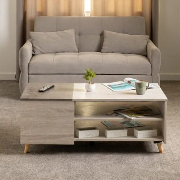 Coffee Table White & Oak Stone Effect