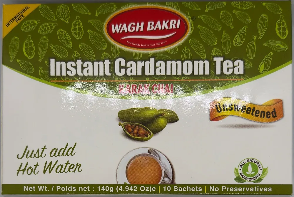 WAGHBAKRI INSTANT CARDAMOM TEA UNSWTD 140G