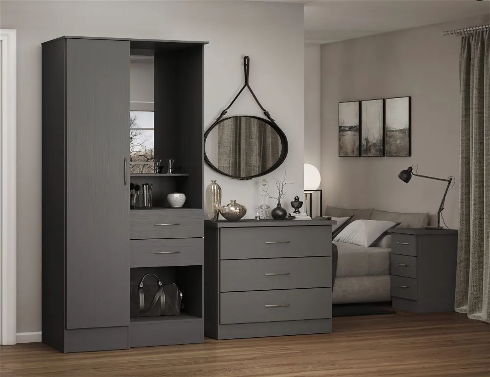 Scon 1 Door Wardrobe 3D Effect Grey