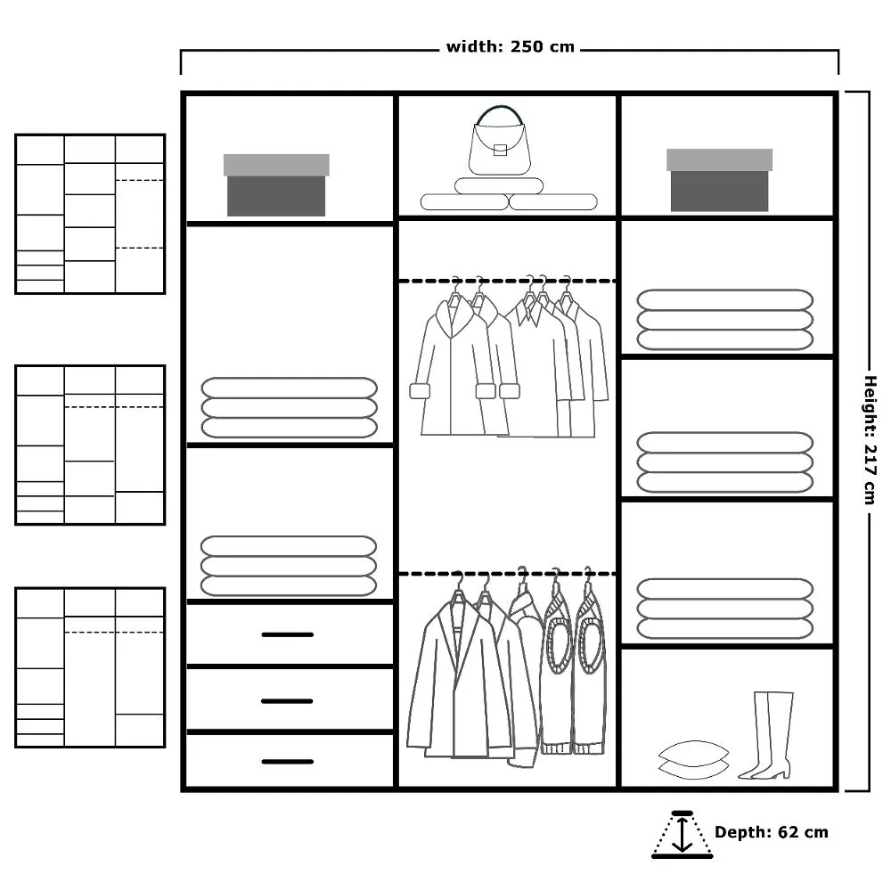 Vision II Sliding Wardrobe 250cm White