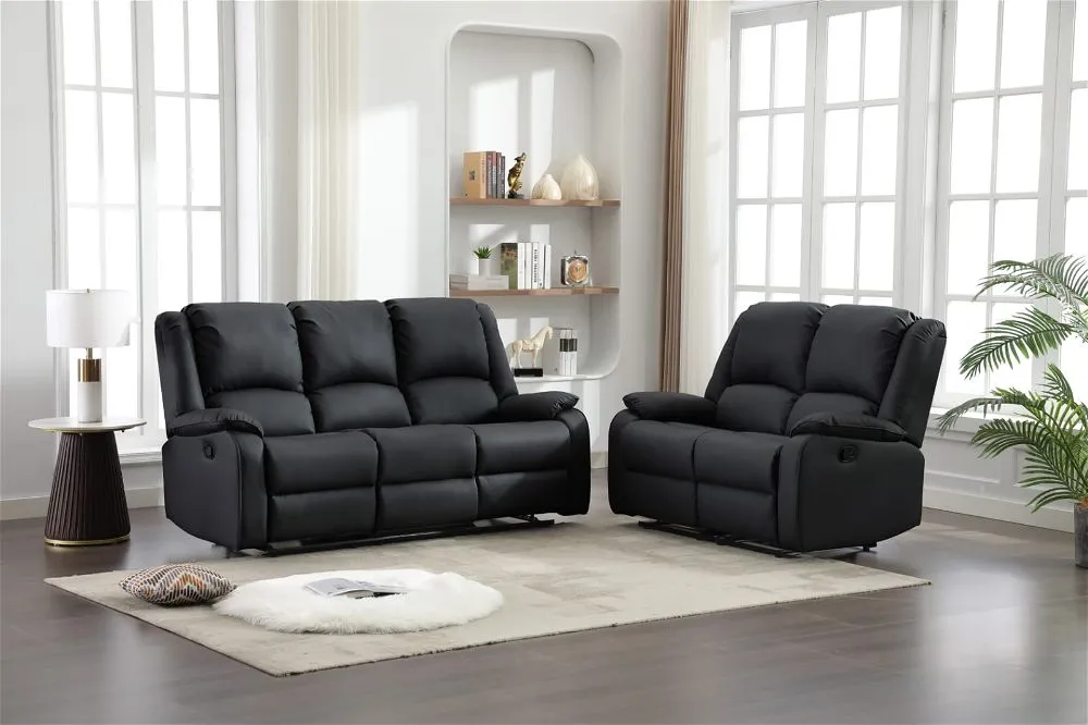 Sero Black Recliner Sofa Set