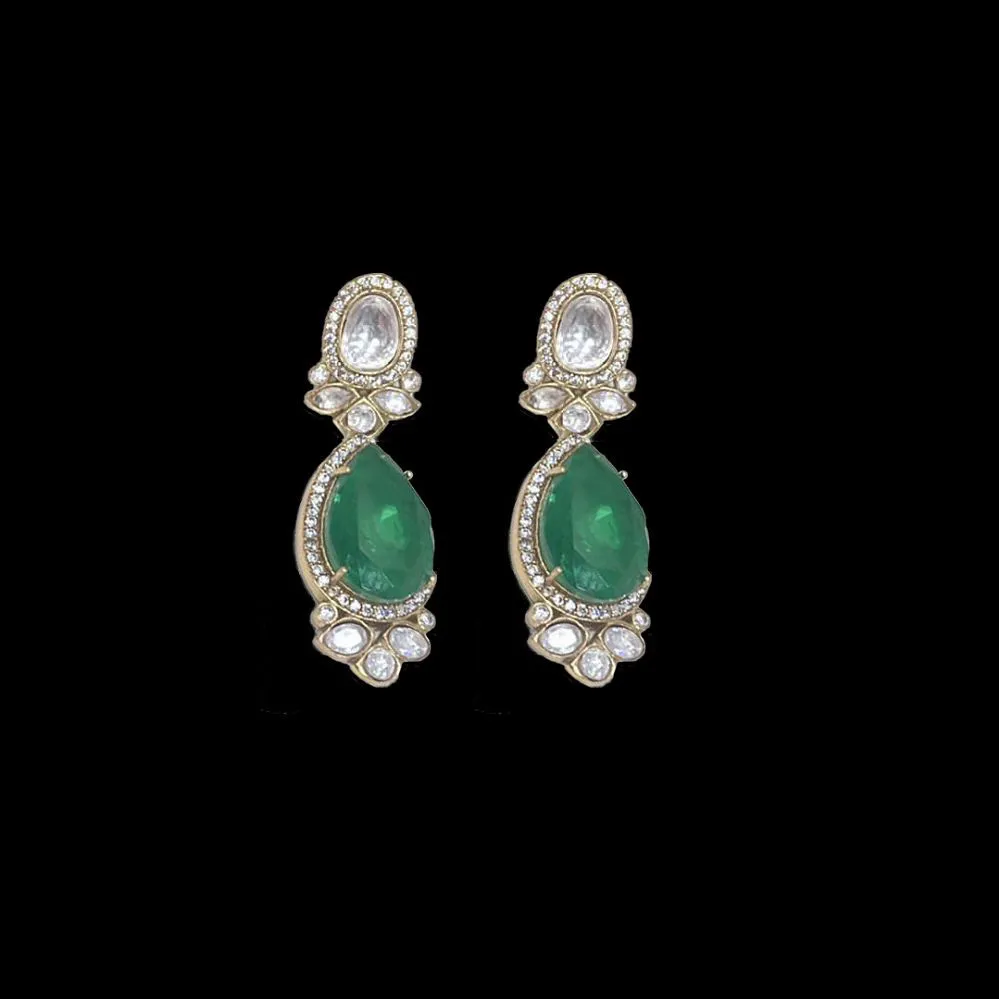 Hamia Polki Earrings Emerald Green