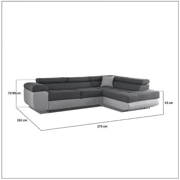 Napar Grey Corner Sofa Bed