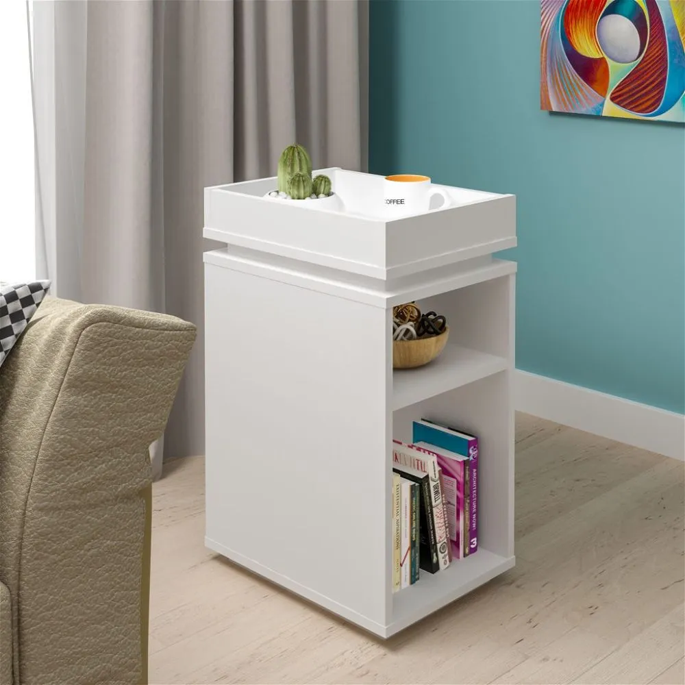 Storage Side Table White