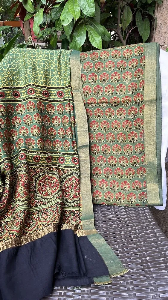 Ajrak Modal Silk Green