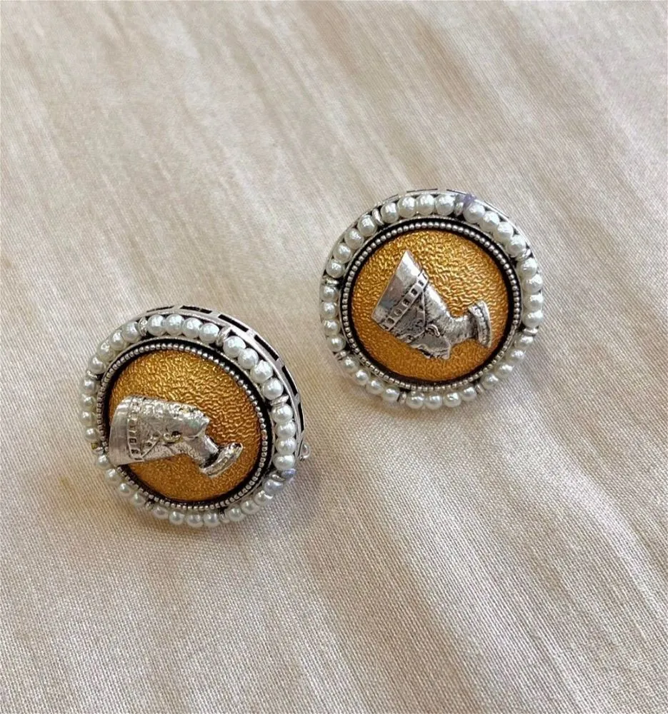 Rumi Matte Goldplated Studs Silver