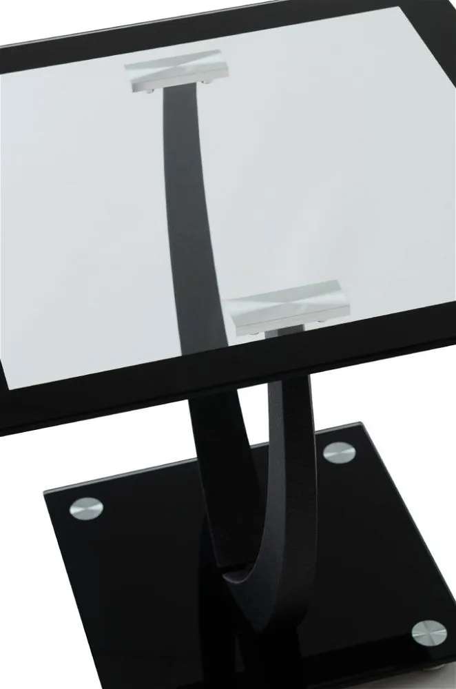 Lamp Table Clear Glass Black Border Black Glass