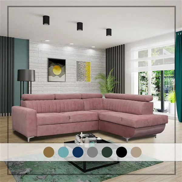 Zarate Pink L-Shaped Sofa Bed