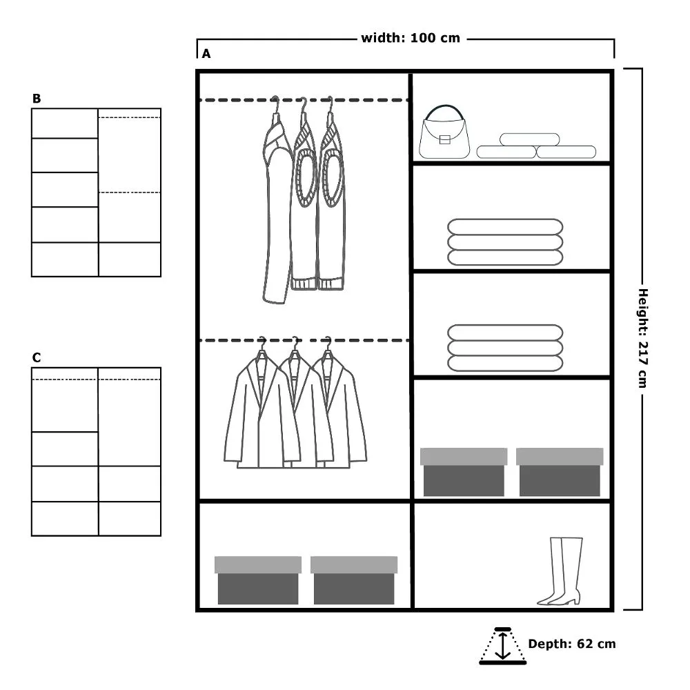 Chicago II Sliding Wardrobe 250cm Black