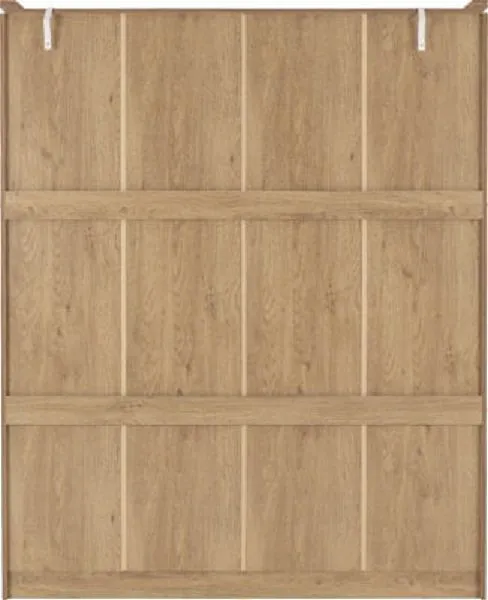 Eton 4 Door Oak Effect Veneer With Walnut Trim MDF 3D Effect Hinged Wardrobe