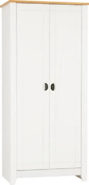 2 Door Wardrobe White And Oak Lacquer