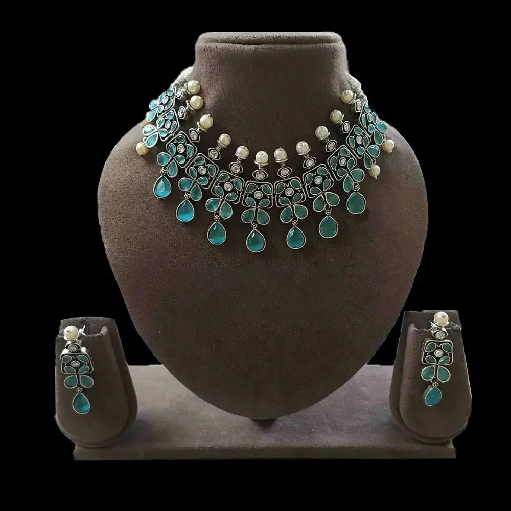 Falak Teal Stones Choker Set