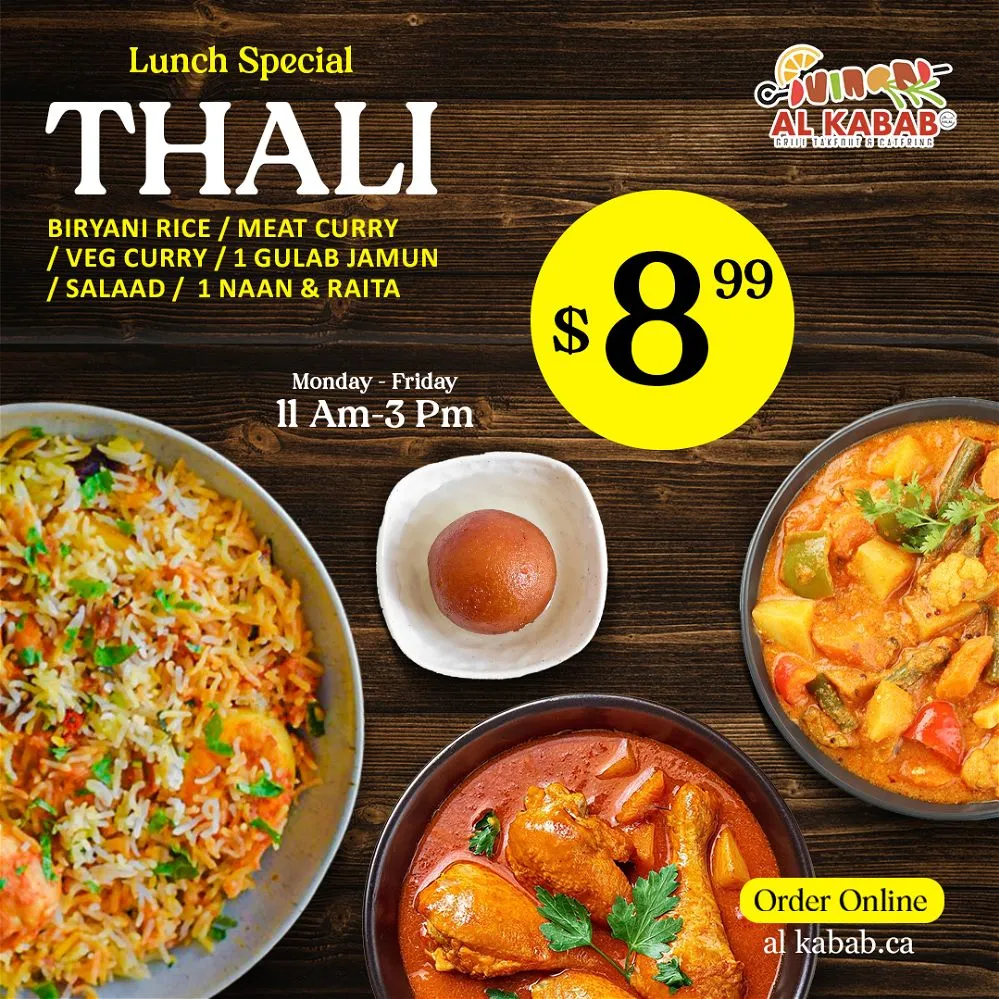 Thali - Mon to Fri (11am - 3pm)