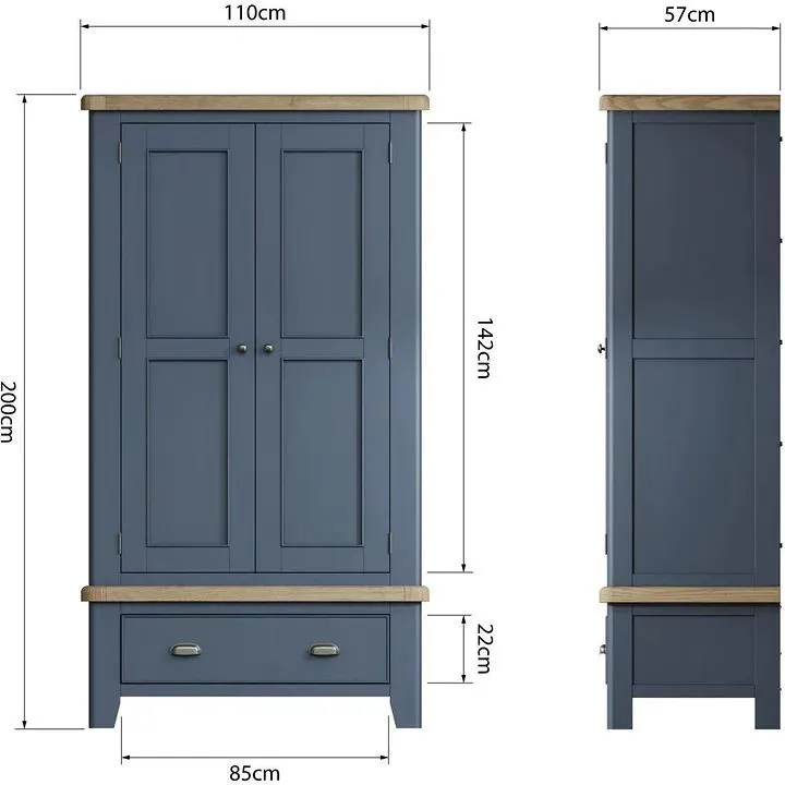 Falcon Blue 2 Door Wardrobe