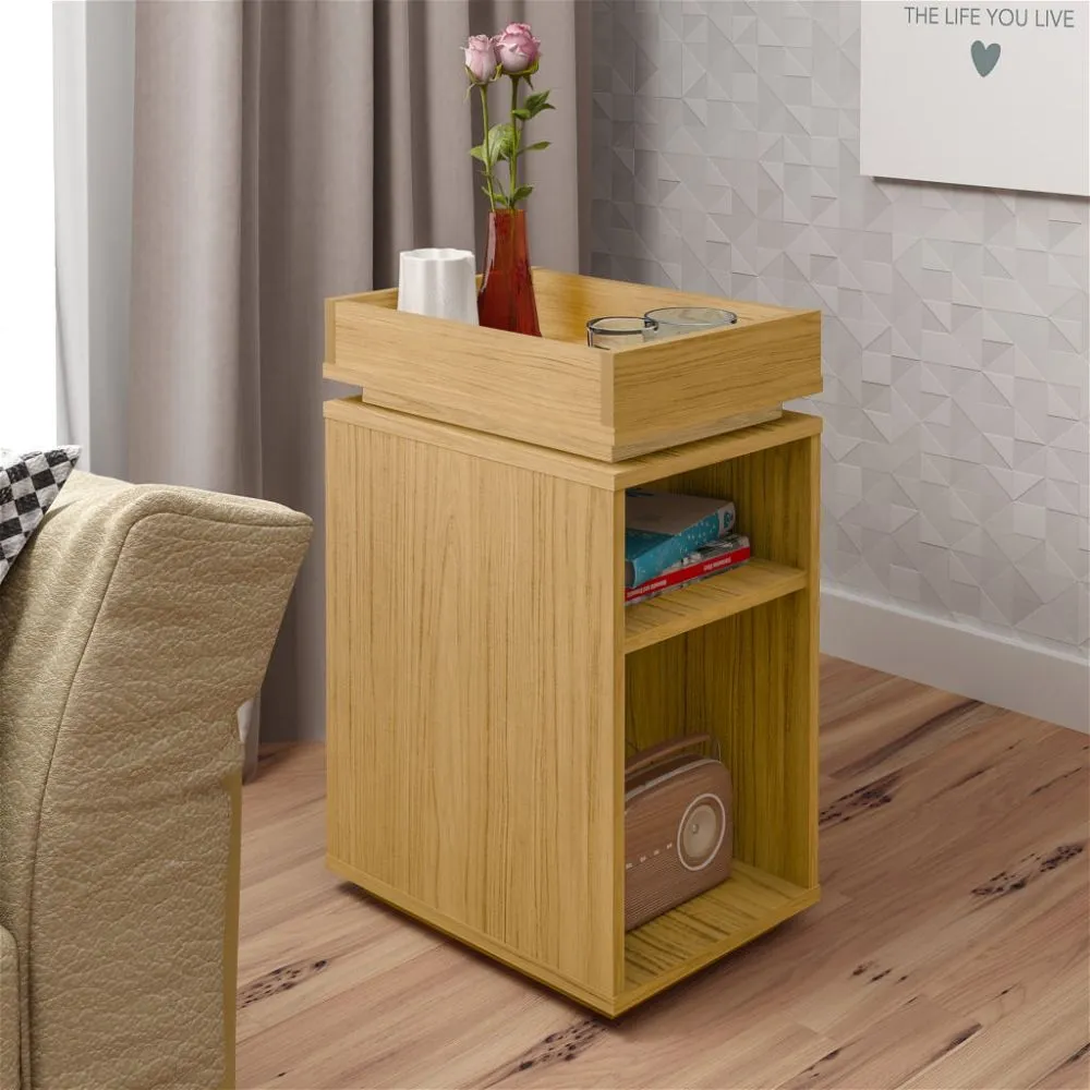 Storage Side Table Oak Effect