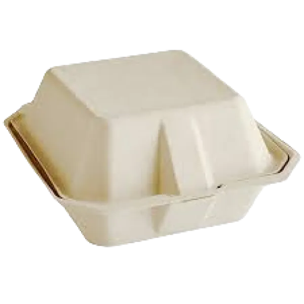Bagasse Clamshell Container - 6x6