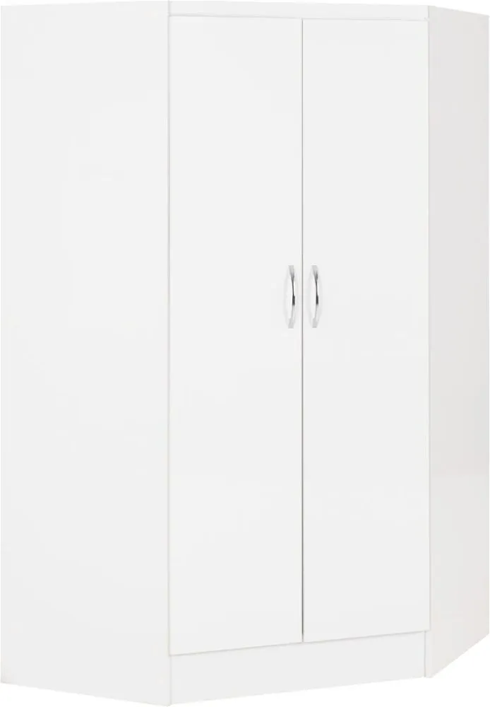 2 Door Corner Wardrobe White Gloss