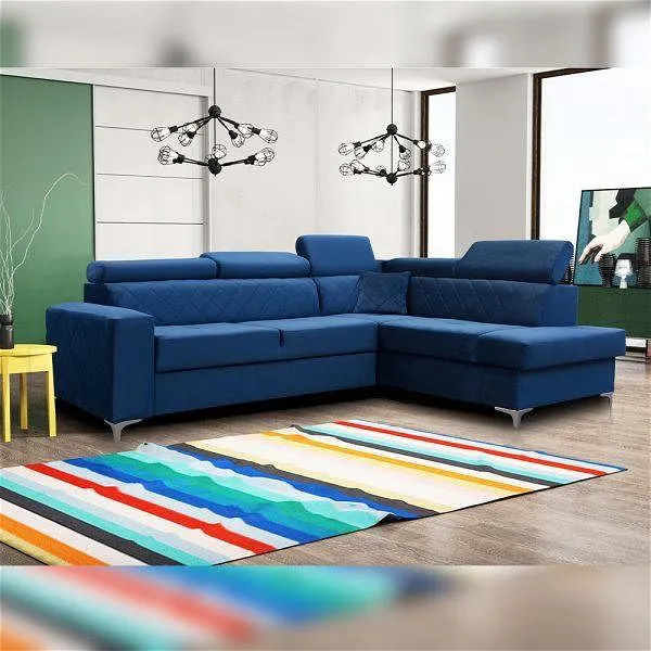 Garza Blue Corner Sofa Bed