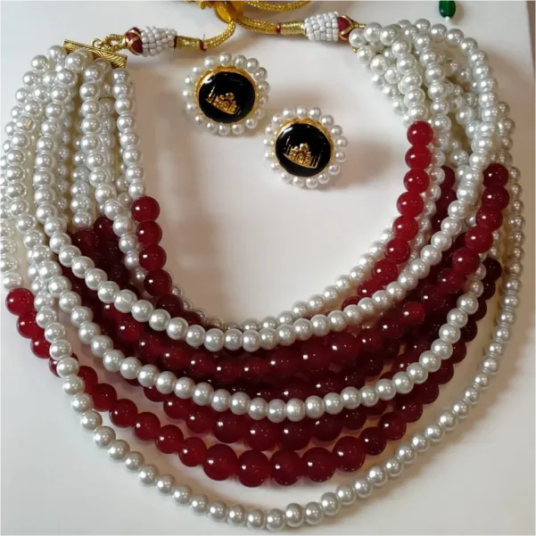 Alia Bhatt Ivory and Red Pearl Choker Set