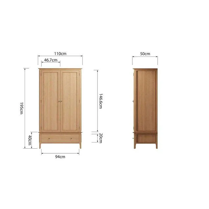 Hoffman Oak 2 Door Wardrobe