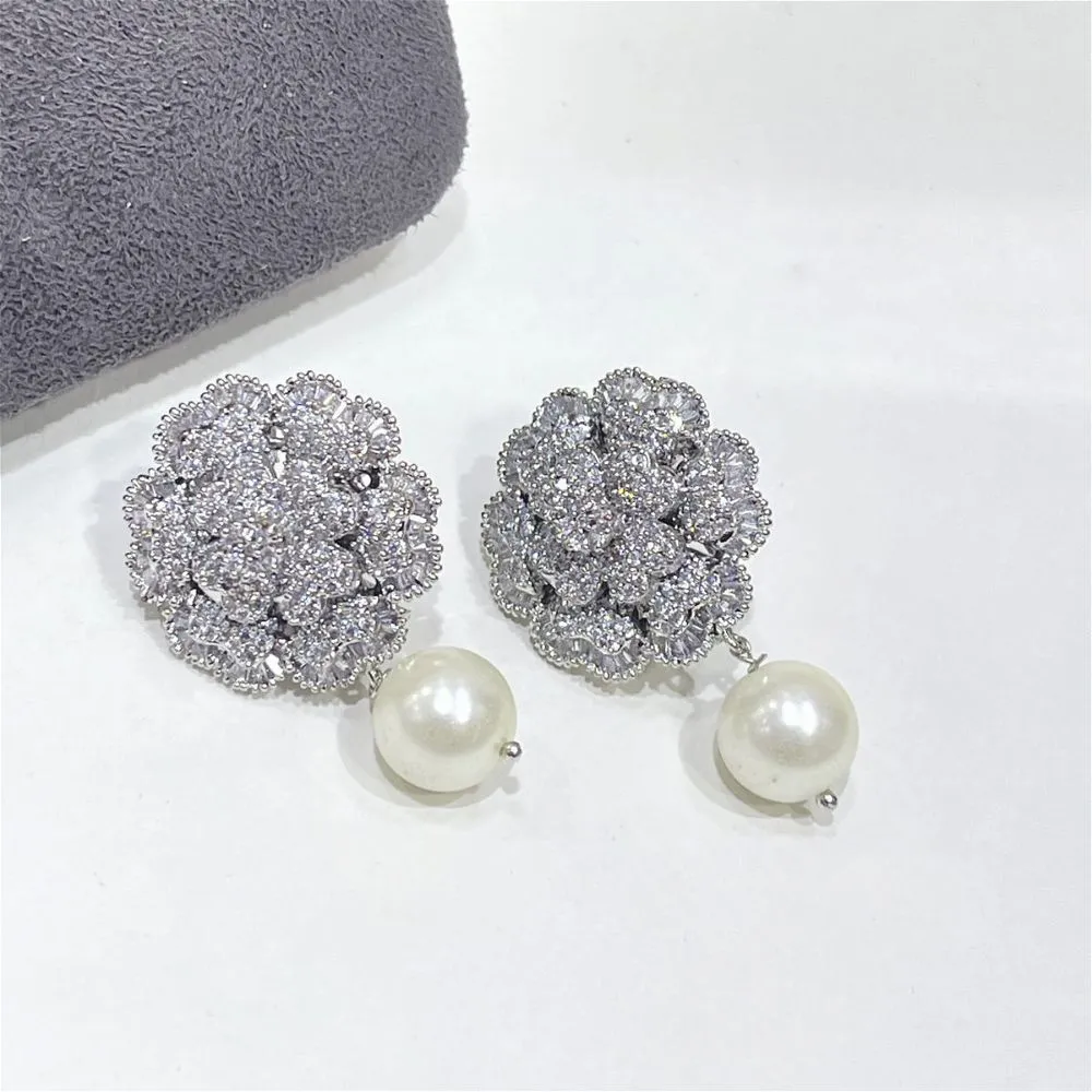 Parnia Zirconia Pearl Drop Earrings