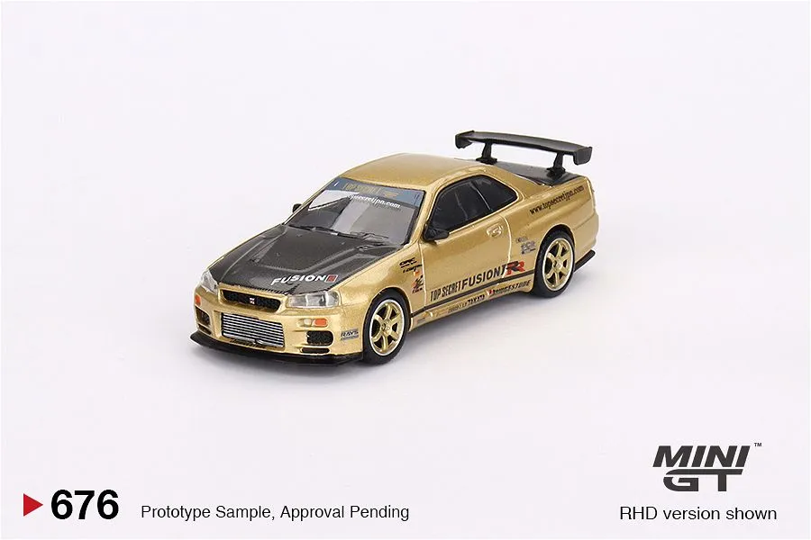 MINIGT | NISSAN SKYLINE GT-R R34 TOP SECRET | GOLD JAPAN EXCLUSIVE